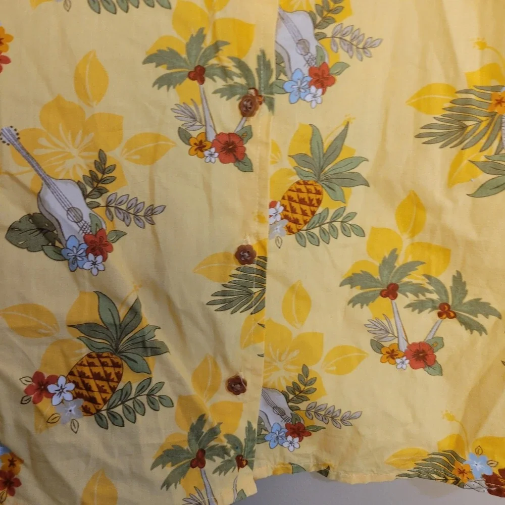 Vintage 2005 Gymboree Girls Size 7 Yellow Tropical Pineapple Hawaiian Top